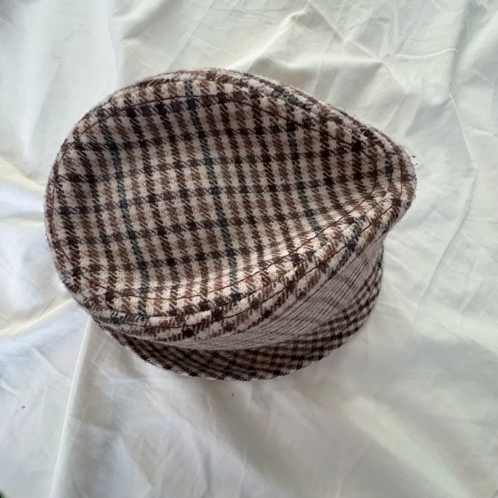 Goorin Bros Men Fedora Hat Brown Check Wool Polyester Excellent Condition